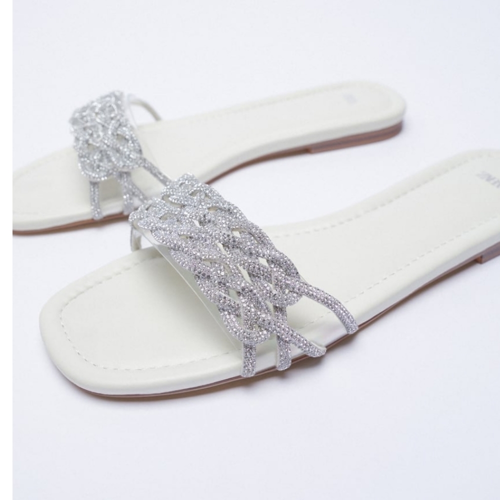 Zara Sparkly Flat Jewel Sandals